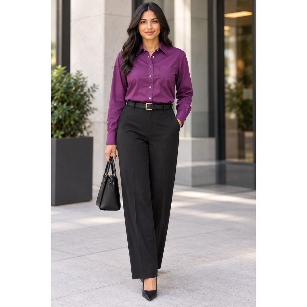 Maeve Anthropologie Women XS Purple Cotton  Shirt Button Down Minimalist Preppy